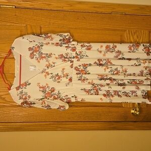 Maurices White Dress with Floral Accents